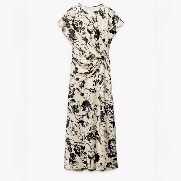 Zara satin print midi dress - Picture 3 of 5